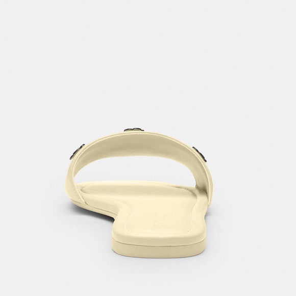 New💛Coach Light Yellow Slide Sandal With Tea Rose - Picture 3 of 4
